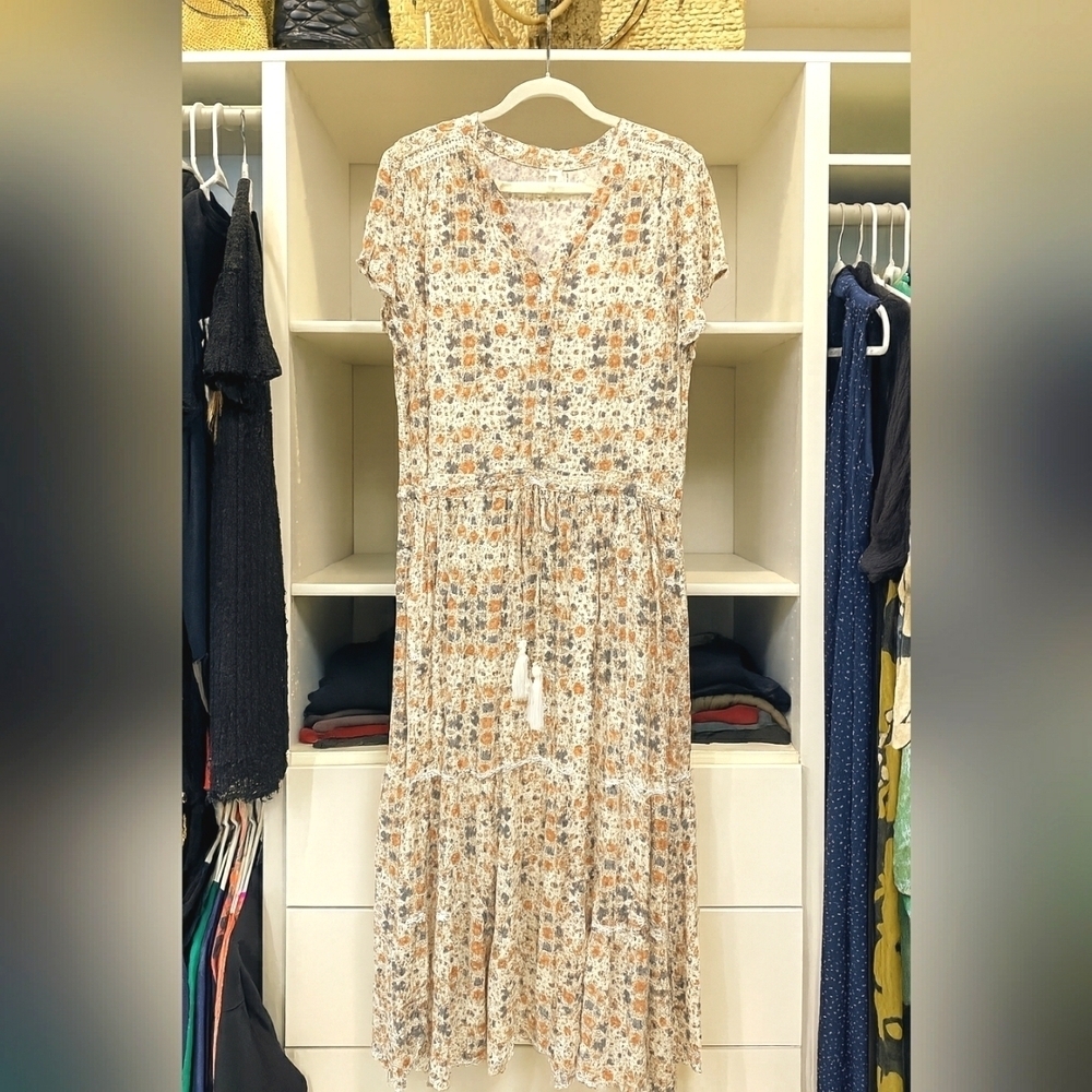 Coastal Cowgirl Maxi Dress Boho Gypsy Cottage Farm 1X Cotton Lace Floral